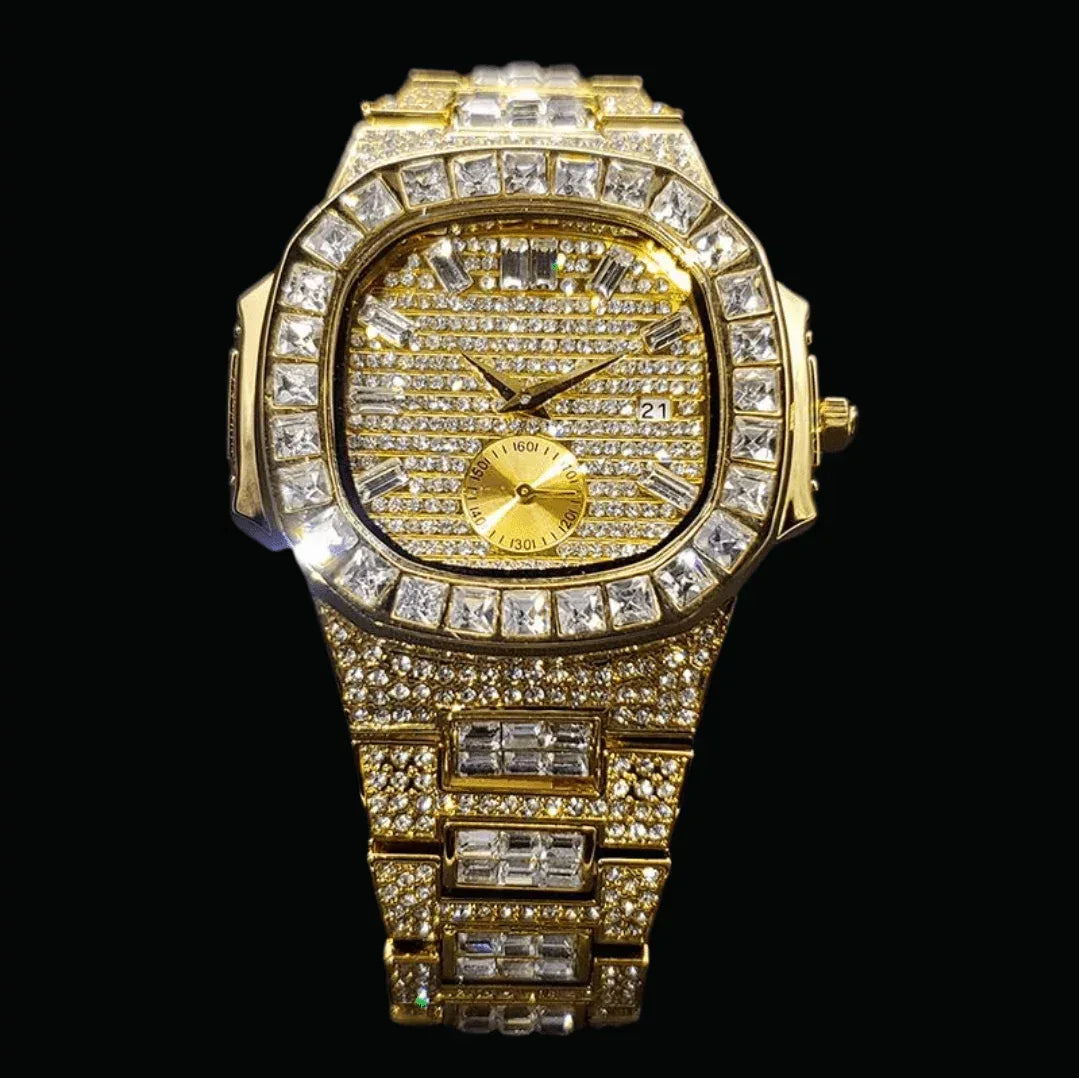 Luxury Date Special Minute Hand Iced Out Watch – Hip Hop Style Timepiece - CaratixJewelry